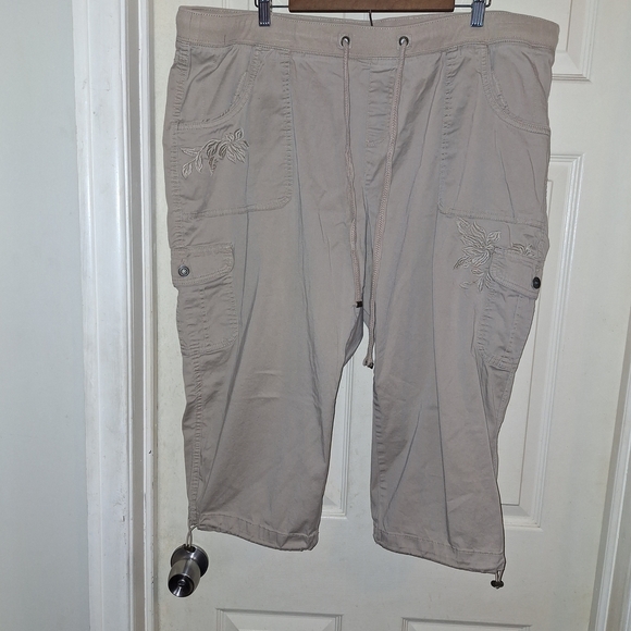 Terra & Sky Tan Capri Pants Flat Front Design - Picture 1 of 6